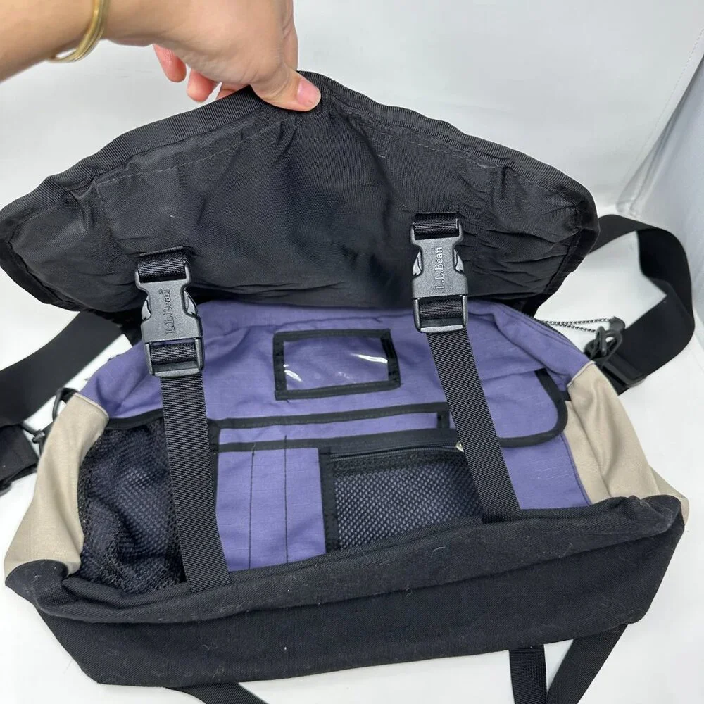 LL Bean Messenger Bag BLUE Nylon Work School Laptop